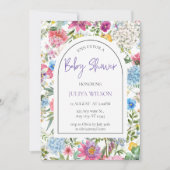 Invitation Baby shower fleuri coloré (Devant)