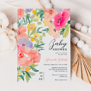 Invitation Baby shower fleuri du jardin boho audacieux