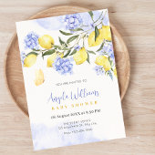 Invitation Baby shower fleuri violet citrons