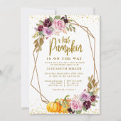 Invitation baby shower fleuri violet citrouille (Devant)