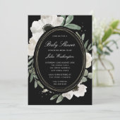 Invitation Baby Shower Fleurie Aquarelle Sombre et Verdure  (Debout devant)