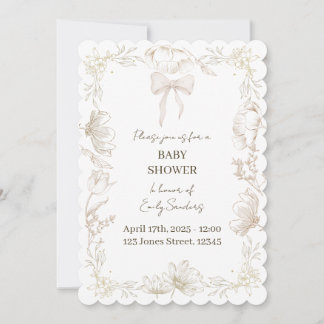 Invitation Baby Shower Fleurie Delft Fantaisiste