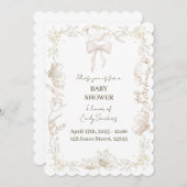 Invitation Baby Shower Fleurie Fantaisiste de Delf (Devant / Derrière)