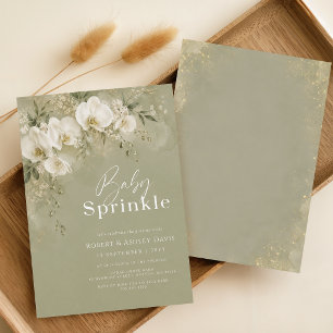 Invitation Baby-Shower Fleurie Orchidée Blanche