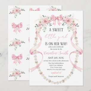 Invitation Baby shower Fleurie pour petite fille douce