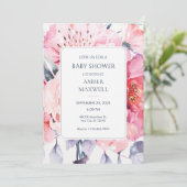 Invitation Baby shower fleuriste rose aquarelle (Debout devant)