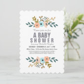 Invitation Baby-Shower Fleurs (Debout devant)