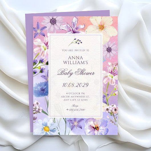 Invitation Baby shower fleurs