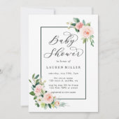 Invitation Baby Shower Fleurs Aquarelle Rose Pâle (Devant)