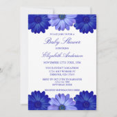 Invitation Baby-Shower Fleurs Bleues (Devant)