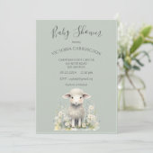 Invitation Baby shower Fleurs d'agneau mignonnes (Debout devant)