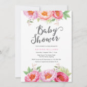 invitation baby shower | Fleurs d'aquarelle (Devant)