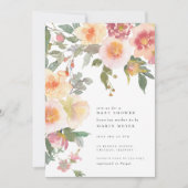Invitation Baby shower Fleurs d'aquarelle rose pâle (Devant)