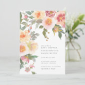 Invitation Baby shower Fleurs d'aquarelle rose pâle (Debout devant)