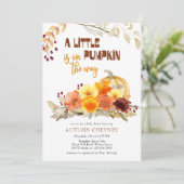Invitation Baby shower Fleurs d'automne petit Citrouille (Debout devant)