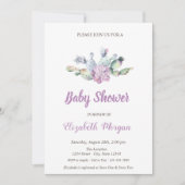 Invitation Baby shower Fleurs de cactus (Devant)