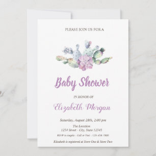 Invitation Baby shower Fleurs de cactus