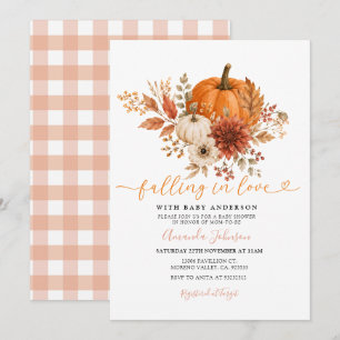 Invitation Baby Shower Fleurs de Citrouille Automne Tomber en