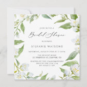 Invitation Baby Shower Fleurs de Jasmin et Feuillage à l'Aqua (Devant)