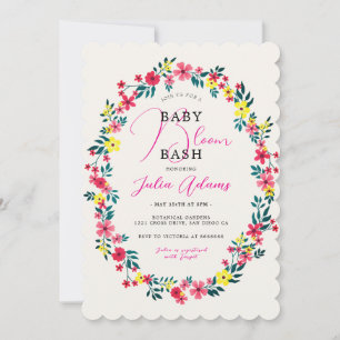 Invitation Baby Shower Fleurs de Pervenche Rose de Madagascar