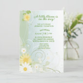Invitation Baby shower Fleurs de printemps jaunes et blancs (Debout devant)