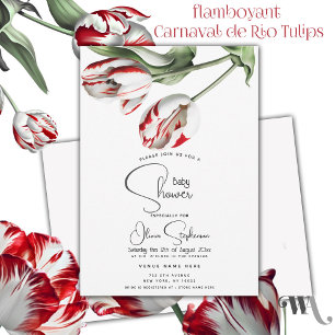 Invitation Baby Shower Fleurs de tulipes Rembrandt rouges et