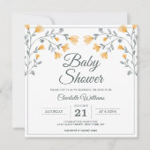 Invitation Baby shower Fleurs délicates Orange Sage Vert (Devant)