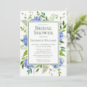 Invitation Baby Shower Fleurs d'Hydrange Bleues (Debout devant)