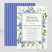 Invitation Baby Shower Fleurs d'Hydrange Bleues (Devant / Derrière)