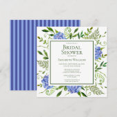 Invitation Baby Shower Fleurs d'Hydrange Bleues (Devant / Derrière)