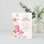 Invitation Baby shower fleurs en fleurs (Debout devant)