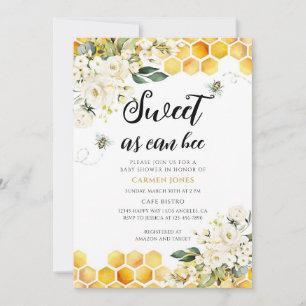 Invitation Baby-Shower Fleurs et Abeilles Mixte