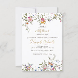 Invitation baby shower Fleurs fleurs sauvages