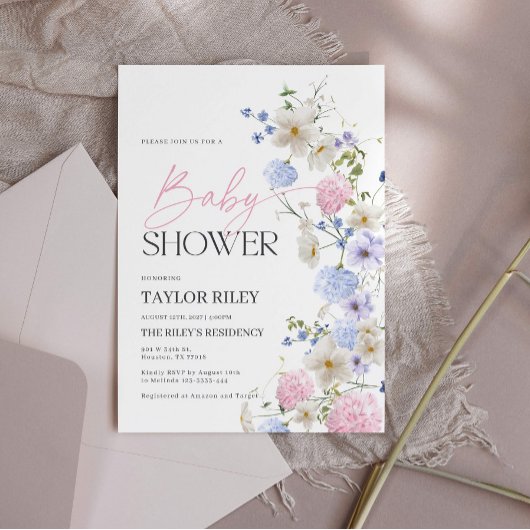 Invitation baby shower | Fleurs Pastel