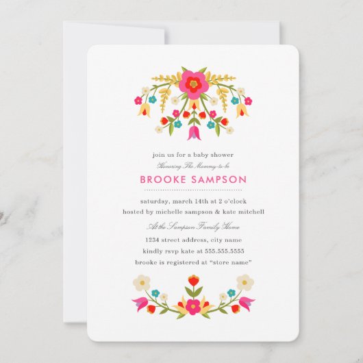 Invitation Baby shower Fleurs Pays (Devant)