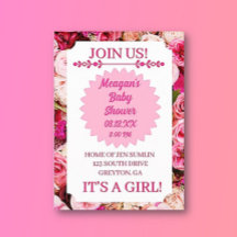 Baby Shower Fleurs Personnalisées Rose