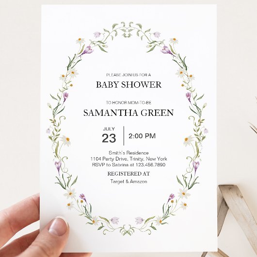 Invitation Baby Shower Fleurs Printanières