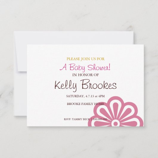 Invitation Baby shower| Fleurs|rose (Devant)