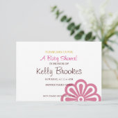Invitation Baby shower| Fleurs|rose (Debout devant)