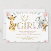 Invitation Baby shower Fleurs Rose Floral (Devant)