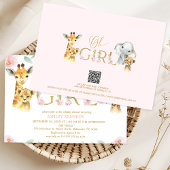 Invitation Baby shower Fleurs Rose Floral