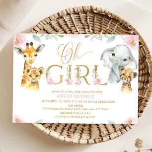 Invitation Baby shower Fleurs Rose Floral
