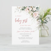 Invitation Baby-Shower Fleurs Roses (Debout devant)