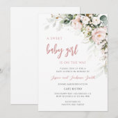 Invitation Baby-Shower Fleurs Roses (Devant / Derrière)