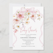 Invitation Baby Shower Fleurs Roses (Devant)