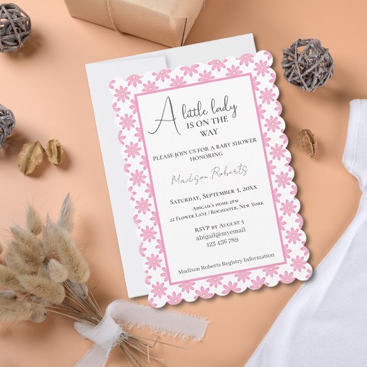 Invitation Baby Shower Fleurs Roses 