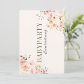 Invitation Baby Shower – Fleurs Roses Baby Shower (Debout devant)