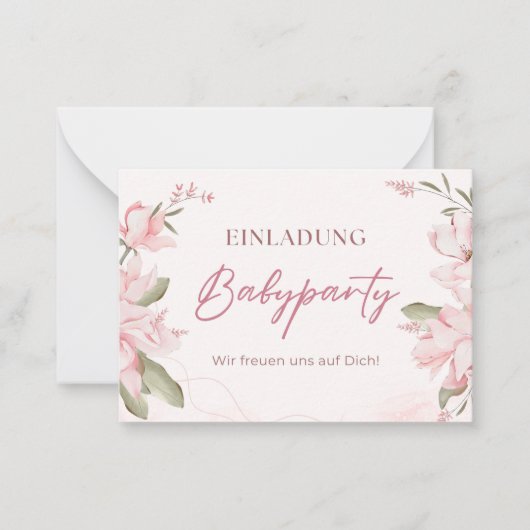 Invitation Baby shower – Fleurs roses Babyshower (Devant)