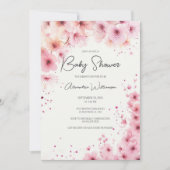 Invitation Baby Shower Fleurs Roses en Cascade (Devant)