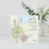 Invitation Baby shower Fleurs sauvages (Debout devant)